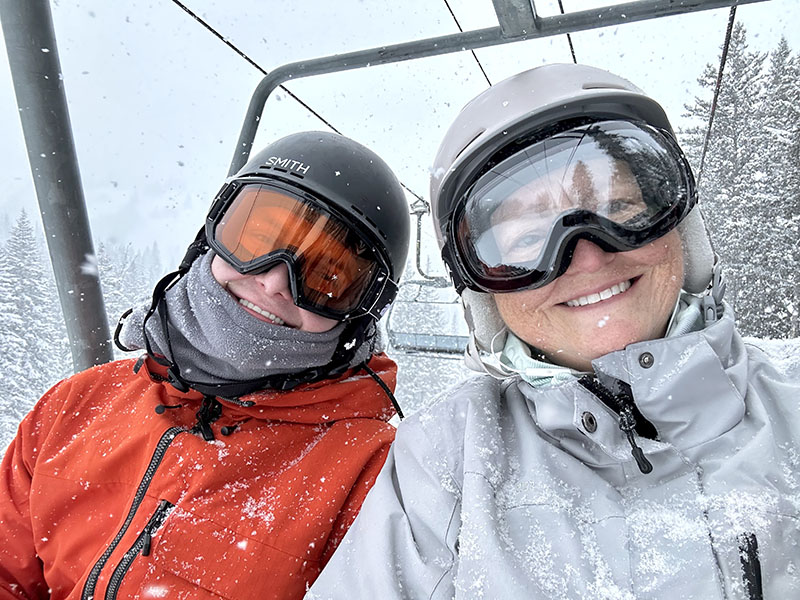 Rebecca and Colton on a ski lift